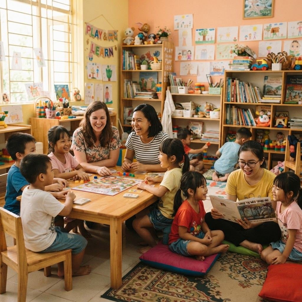 Maxed BPO volunteers playing games and reading with children at an orphanage (placeholder stock photo).
