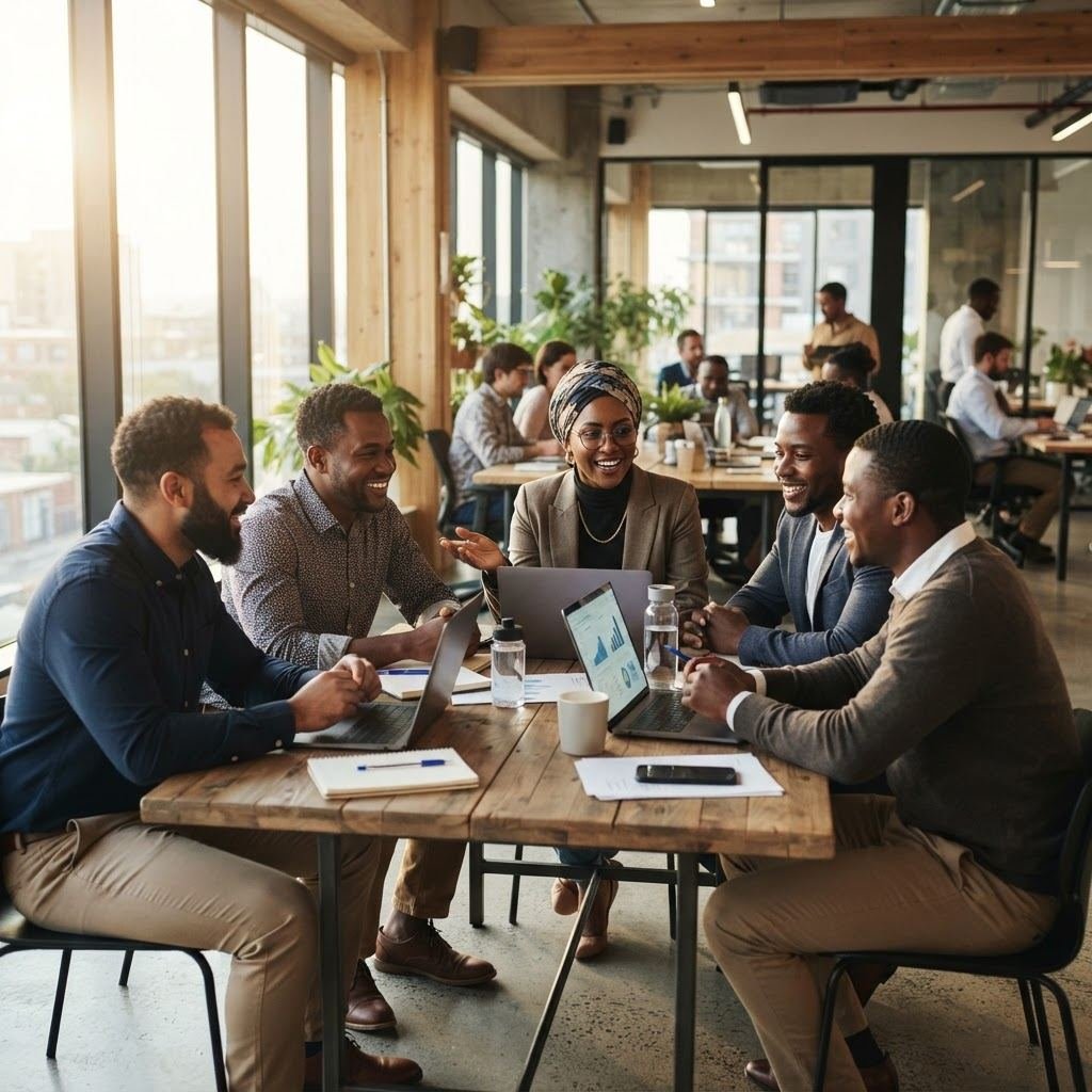 Maxed BPO team collaborating in a bright modern office